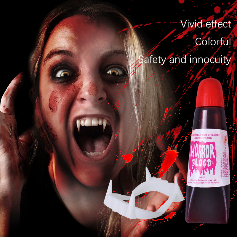 Cosplay Prop Paint - Zestaw sztucznych zębów wampira na Halloween,